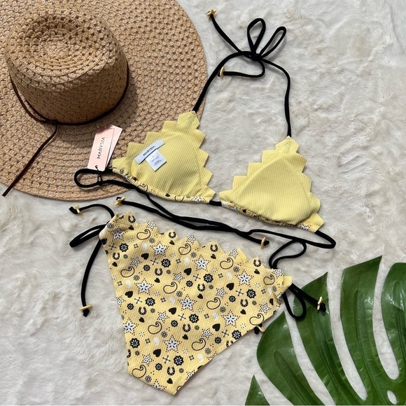 Marysia's Broadway Yellow Honolulu Triangle Bikini Set Size Large - Picture 3 of 10